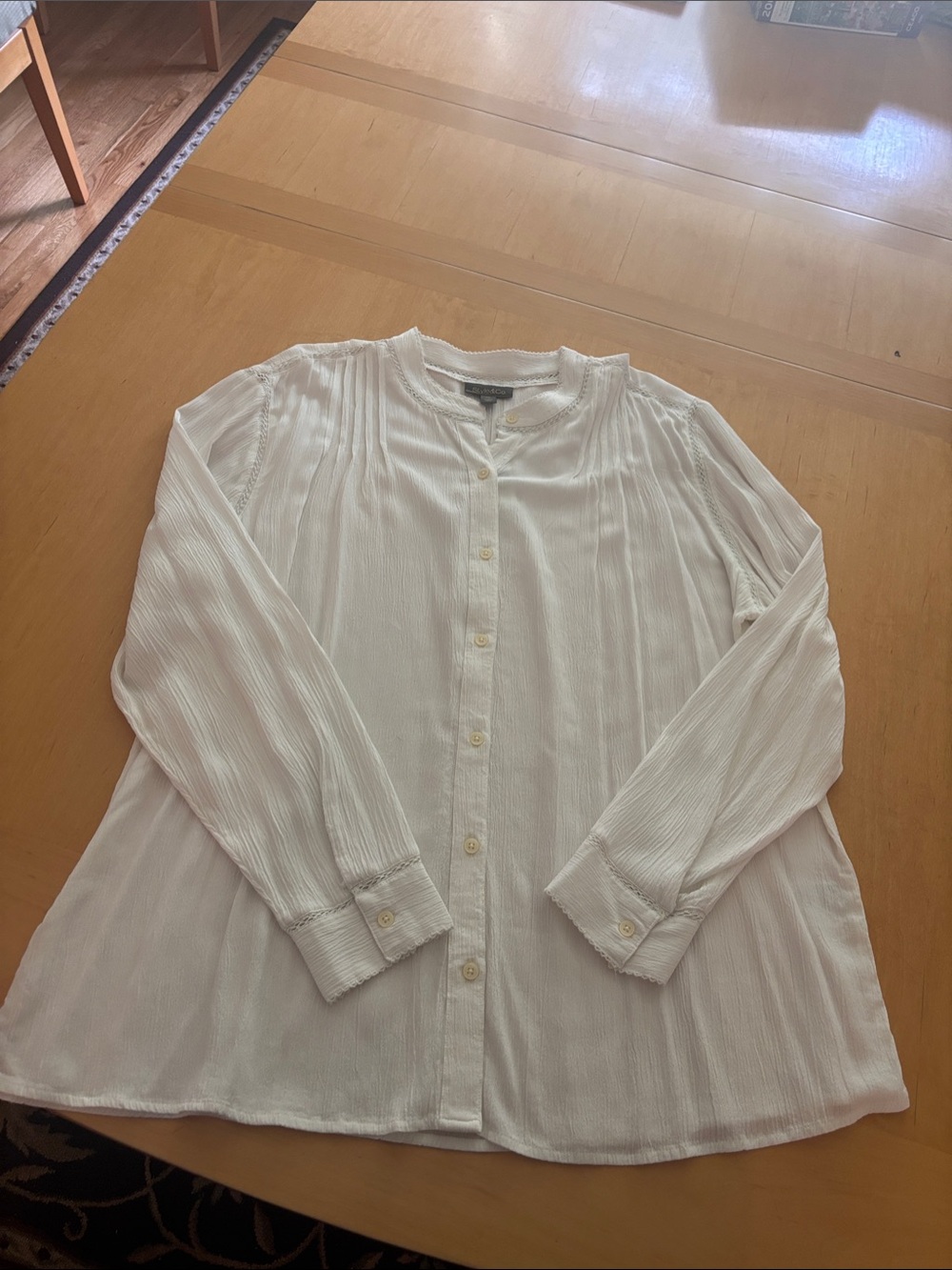 Style & Co. Cream Pintuck Button-Down Shirt